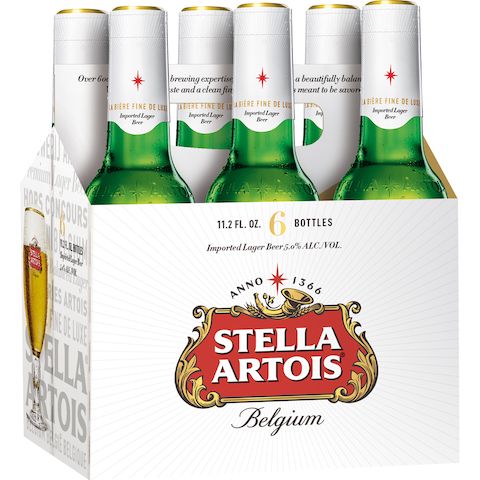 Order Stella Artois 6 Pack 11.2oz Bottle food online from 7-Eleven store, Evans Mills on bringmethat.com