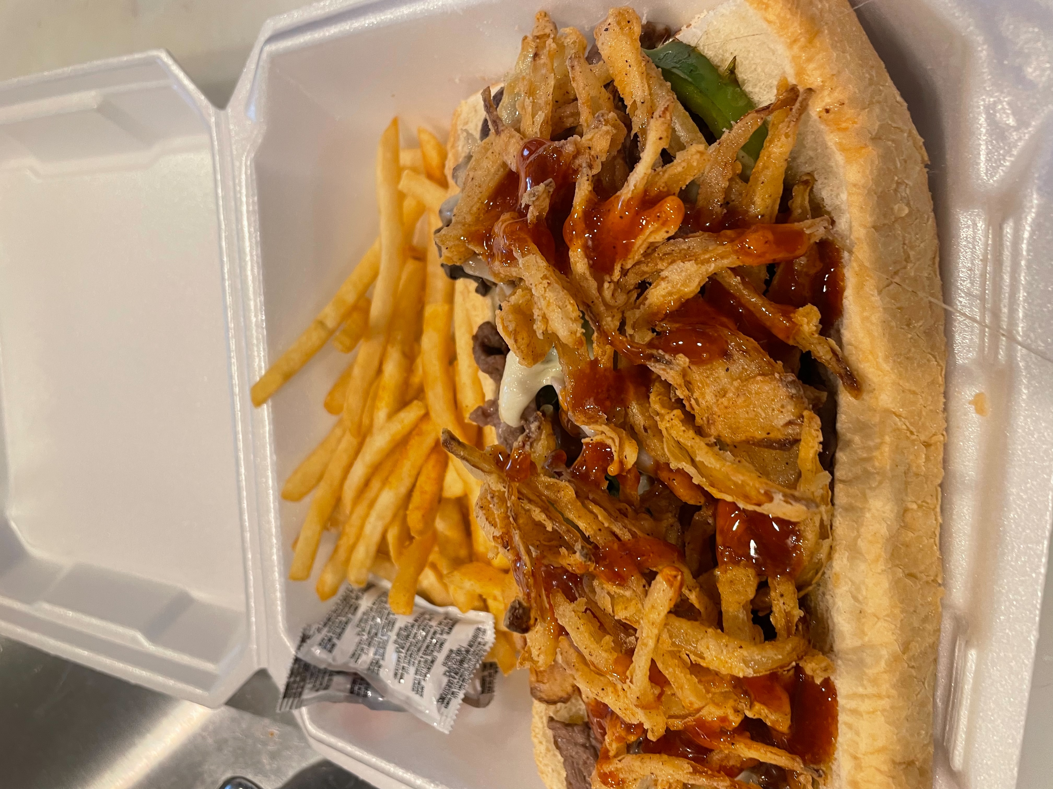 Order Supreme Cheese Steak with fries food online from Apong's Philly Steak store, Rancho Mirage on bringmethat.com