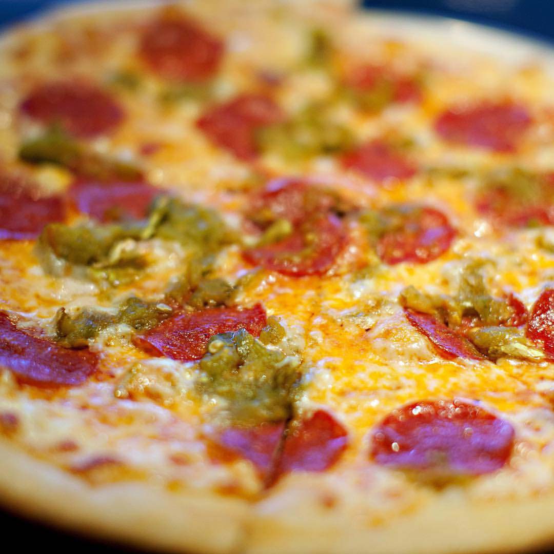 Order 12" Pepperoni and Green Chile House Pizza food online from Tomato Cafe store, Albuquerque on bringmethat.com