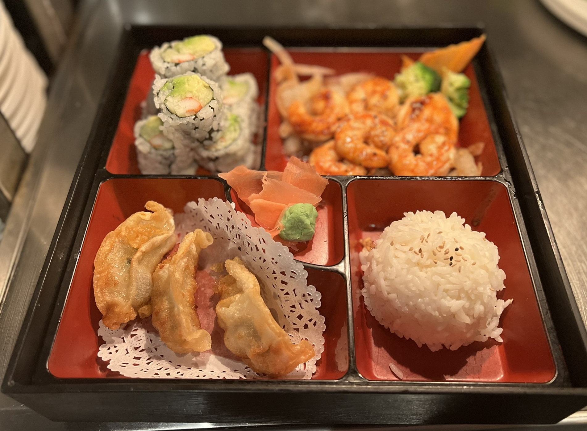 Order Shrimp Teriyaki Bento food online from Bluefin Steak House & Sushi store, Howell on bringmethat.com