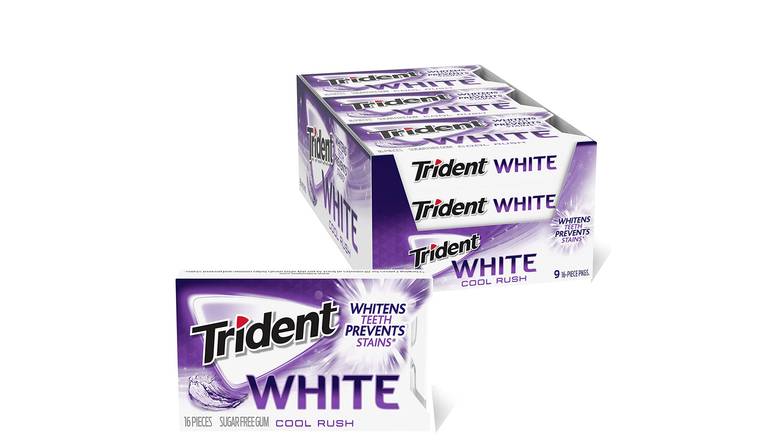 Order Trident White Cool Rush Sugar Free Gum - Pack Of 9 food online from Trumbull Mobil store, Trumbull on bringmethat.com