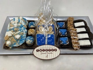 Order Custom chanukah cookie & truffle gift set food online from Twisted Gourmet Chocolates store, Passaic on bringmethat.com