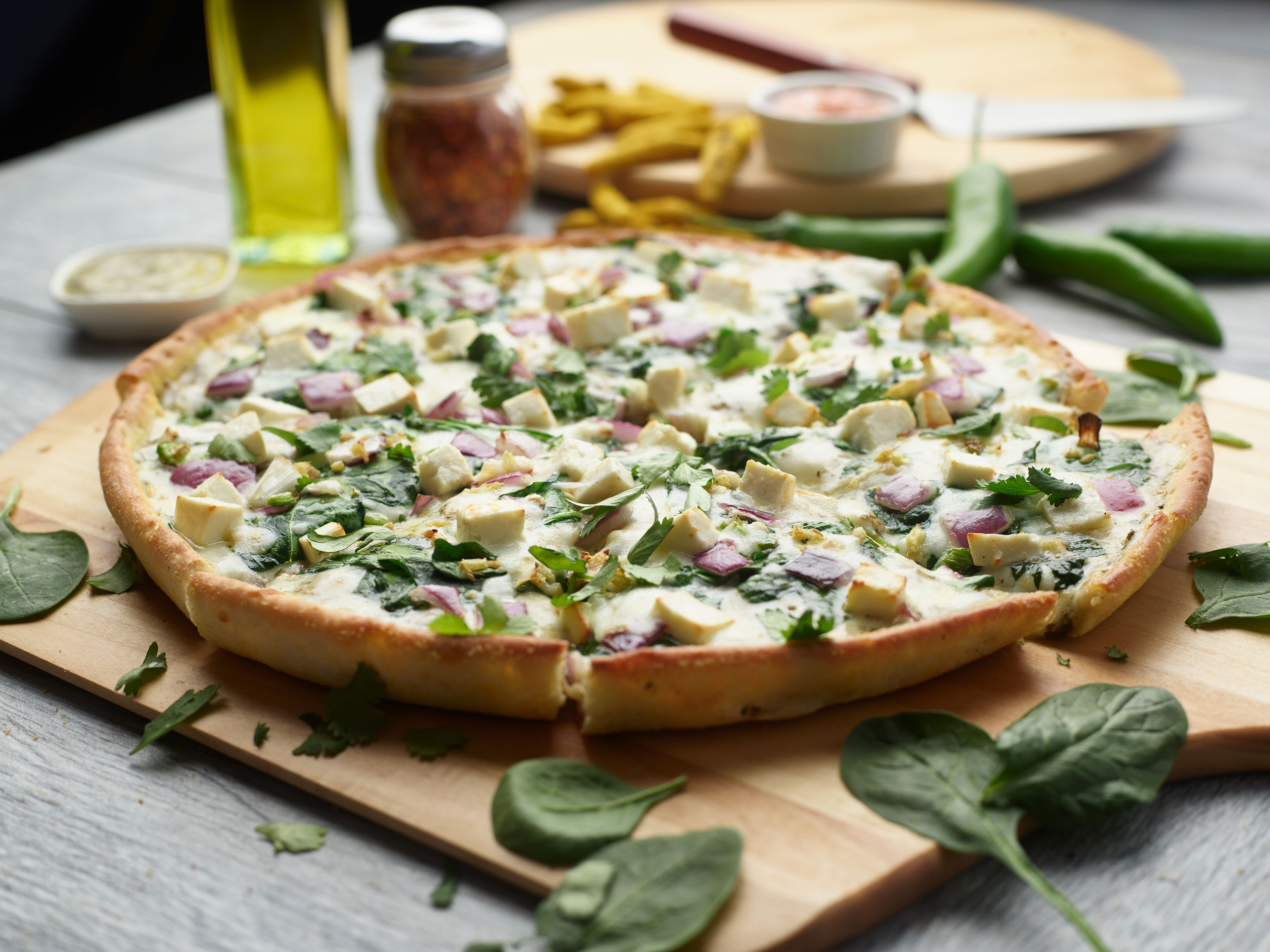 Order Spiced Paneer Palak Pizzatwist food online from Pizza Twist store, Fairfield on bringmethat.com