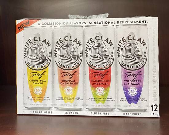 Order White Claw Hard Seltzer Surf Variety Pack (12PKC 12 OZ) food online from Rocky Liquor store, Claremont on bringmethat.com