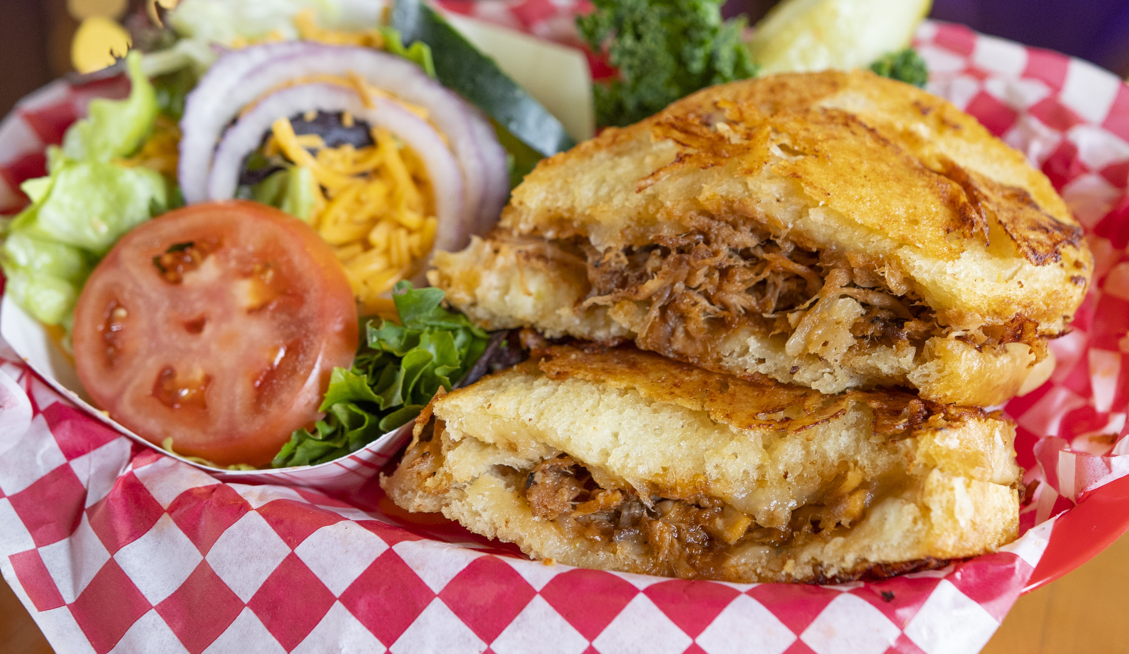 Order BBQ Pork Grilled Cheese food online from Madison Bear Garden store, Chico on bringmethat.com
