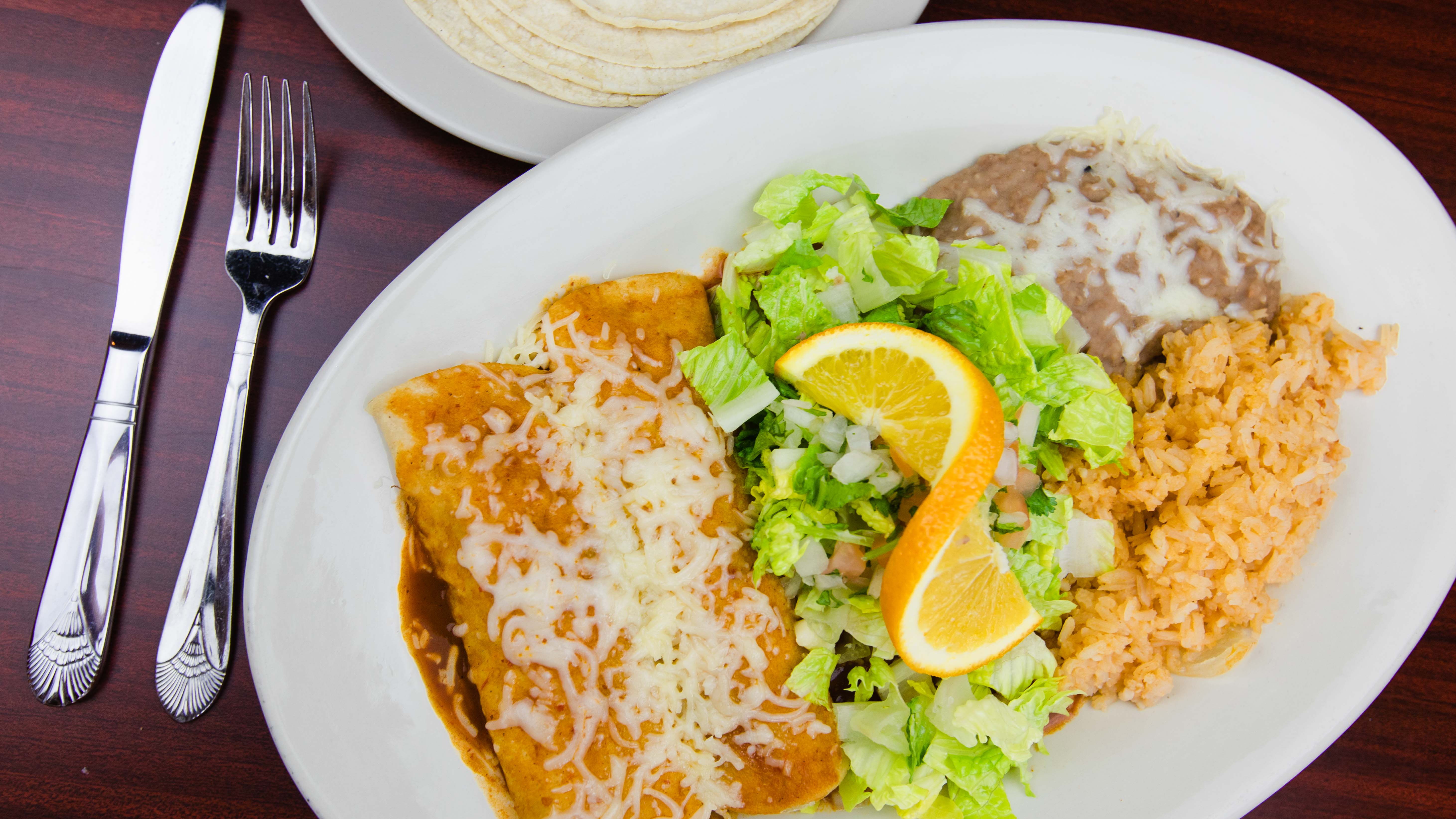 Order 3. Two Enchilada Combo Plate food online from Mi Corazon Mexican Restaurant store, Spanish Fork on bringmethat.com