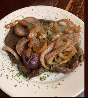 Order Steak with Onions ( Bistec Encebollado) food online from Lula's Latin Cuisine store, Bergenfield on bringmethat.com
