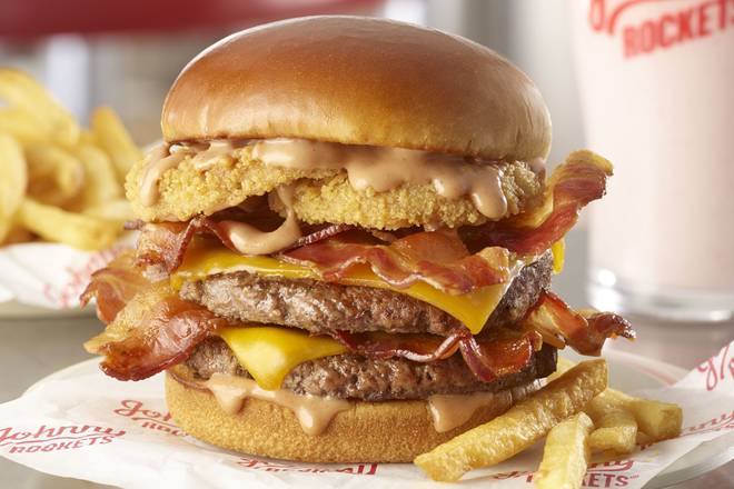 Order Smoke House Double food online from Johnny Rockets store, Syracuse on bringmethat.com