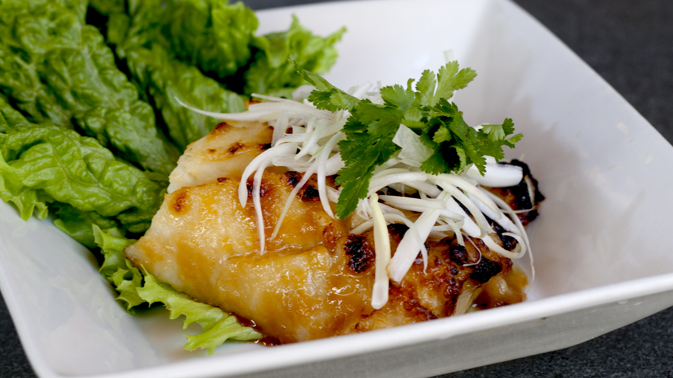 Order Baked Honey Miso Chilean Sea Bass food online from Ginger Cafe store, Gilroy on bringmethat.com