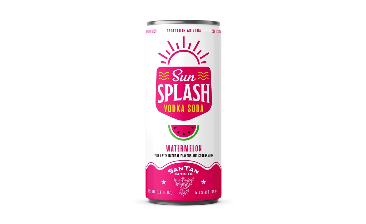Order SunSplash Watermelon Vodka Soda Single Can 1pk-12oz can cocktail (5% ABV) food online from Santan Brewing Co. store, Chandler on bringmethat.com