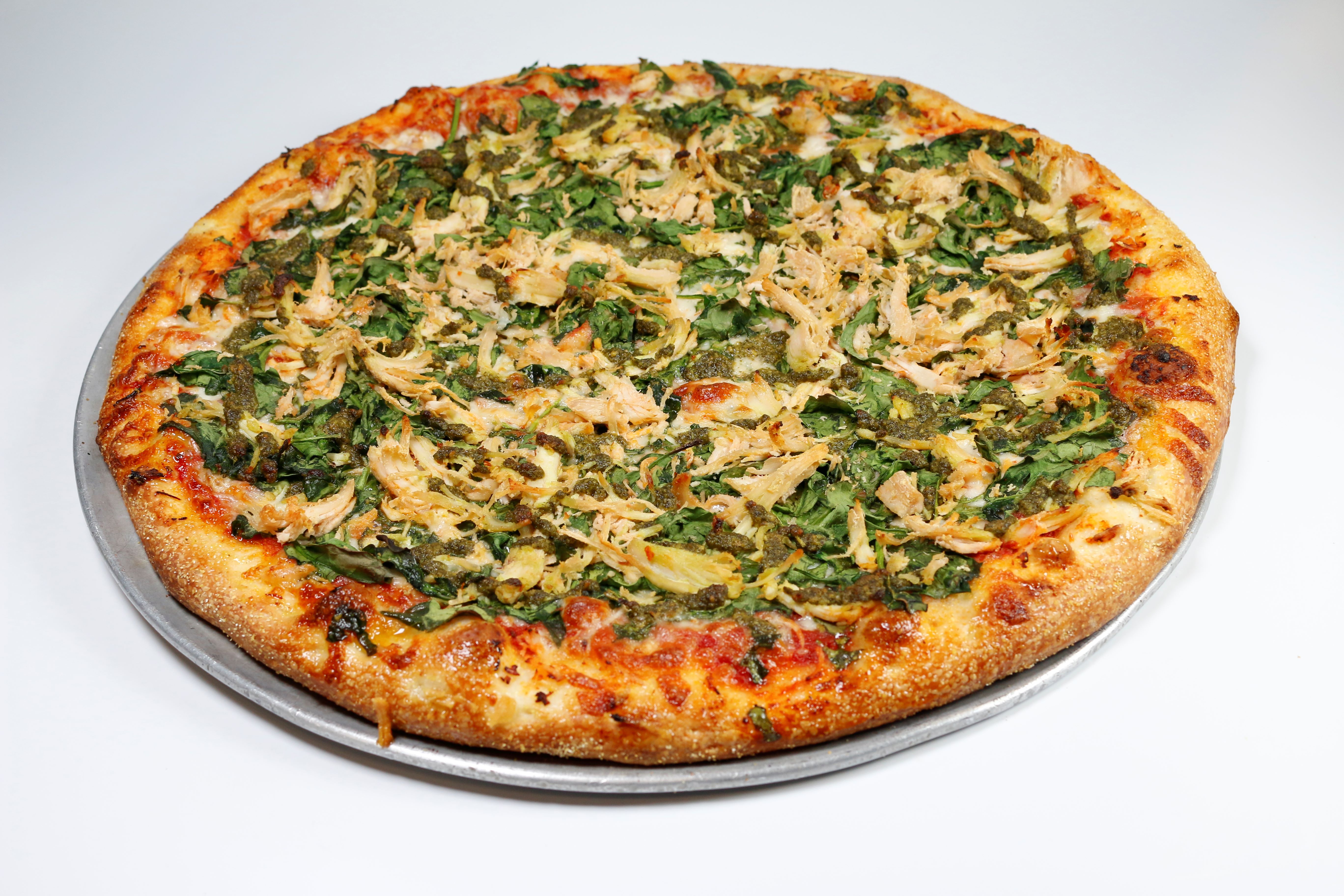 Order Chicken Pesto Spinach food online from Gochees Pizza store, San Francisco on bringmethat.com