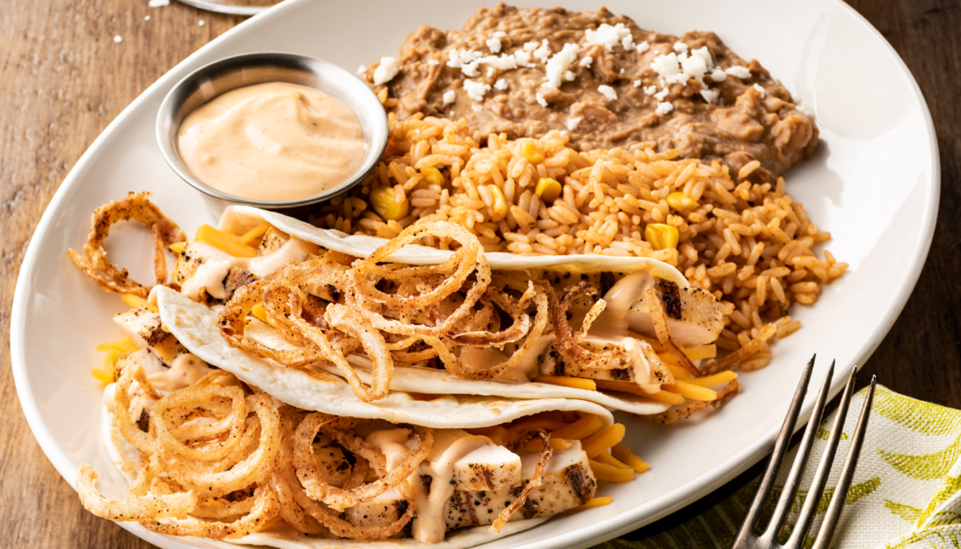 Order Southwest Chicken Tacos food online from On The Border store, Las Vegas on bringmethat.com