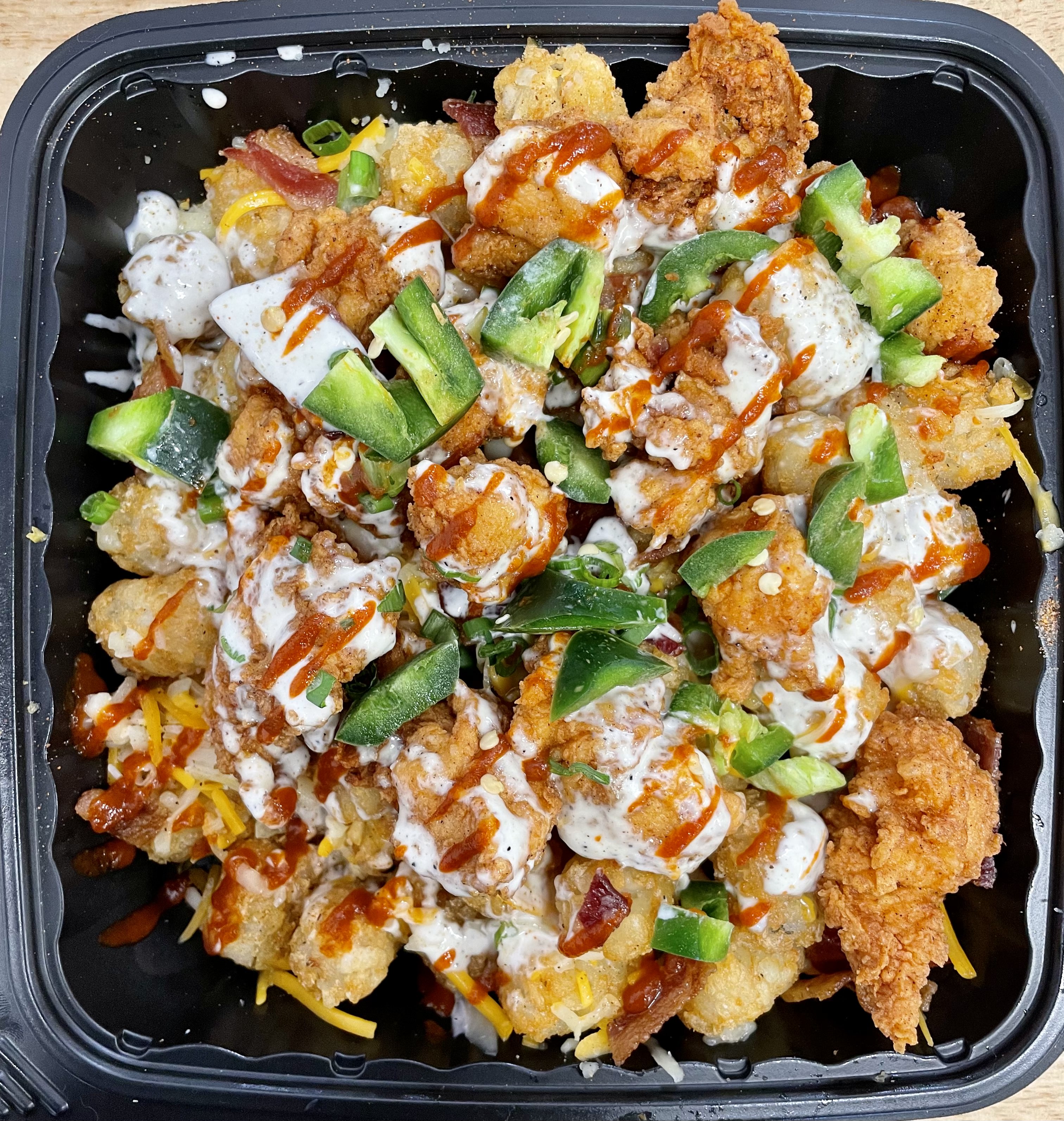 Order Chicken Bacon Ranch Loaded Cheese Fries or Tots food online from Shotcaller Street Soul Food store, San Diego on bringmethat.com