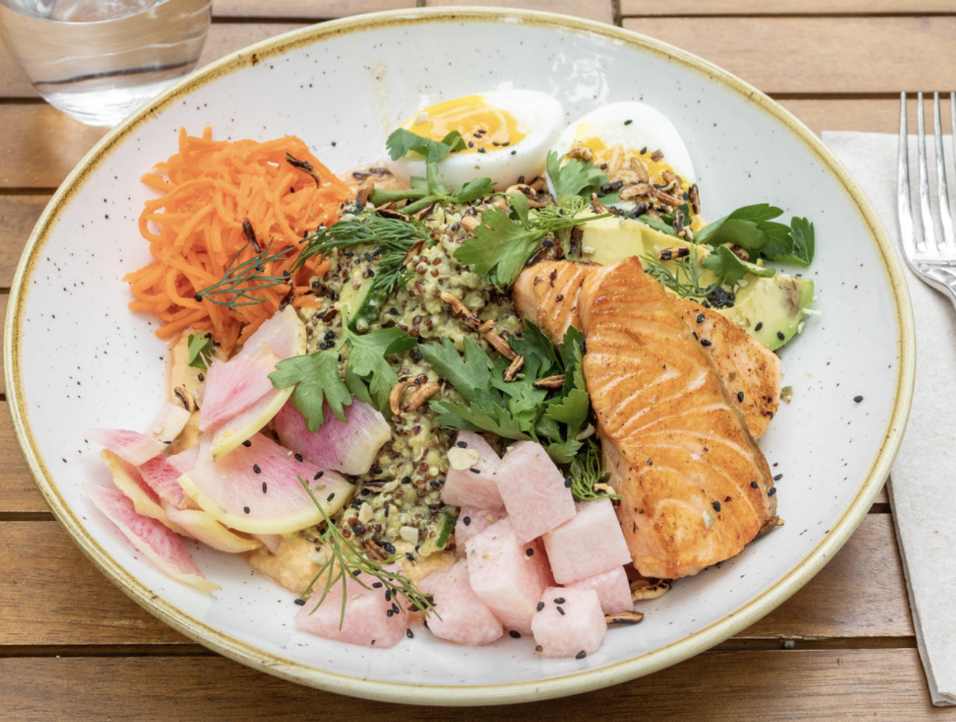 Order Salmon Quinoa Bowl food online from Two Hands store, New York on bringmethat.com