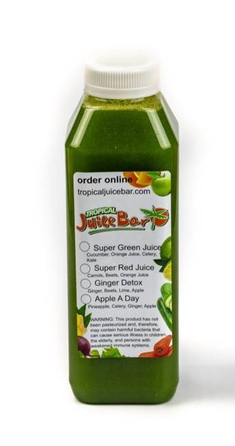 Order Bottled Super Green Juice food online from Tropical Juice Bar store, Passaic on bringmethat.com