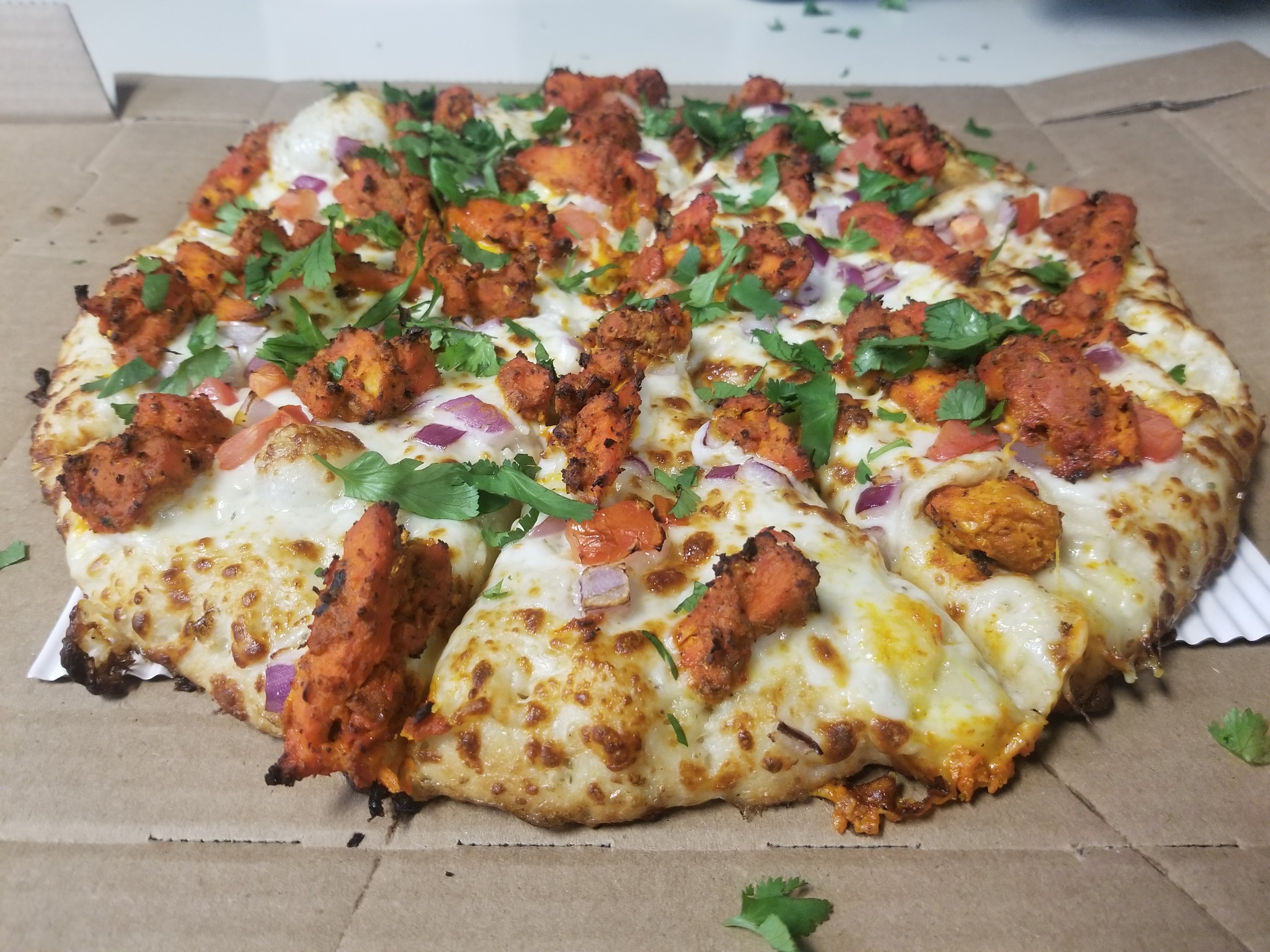Order Achari Chicken Pizza food online from Fast Pizza Delivery store, Mountain View on bringmethat.com