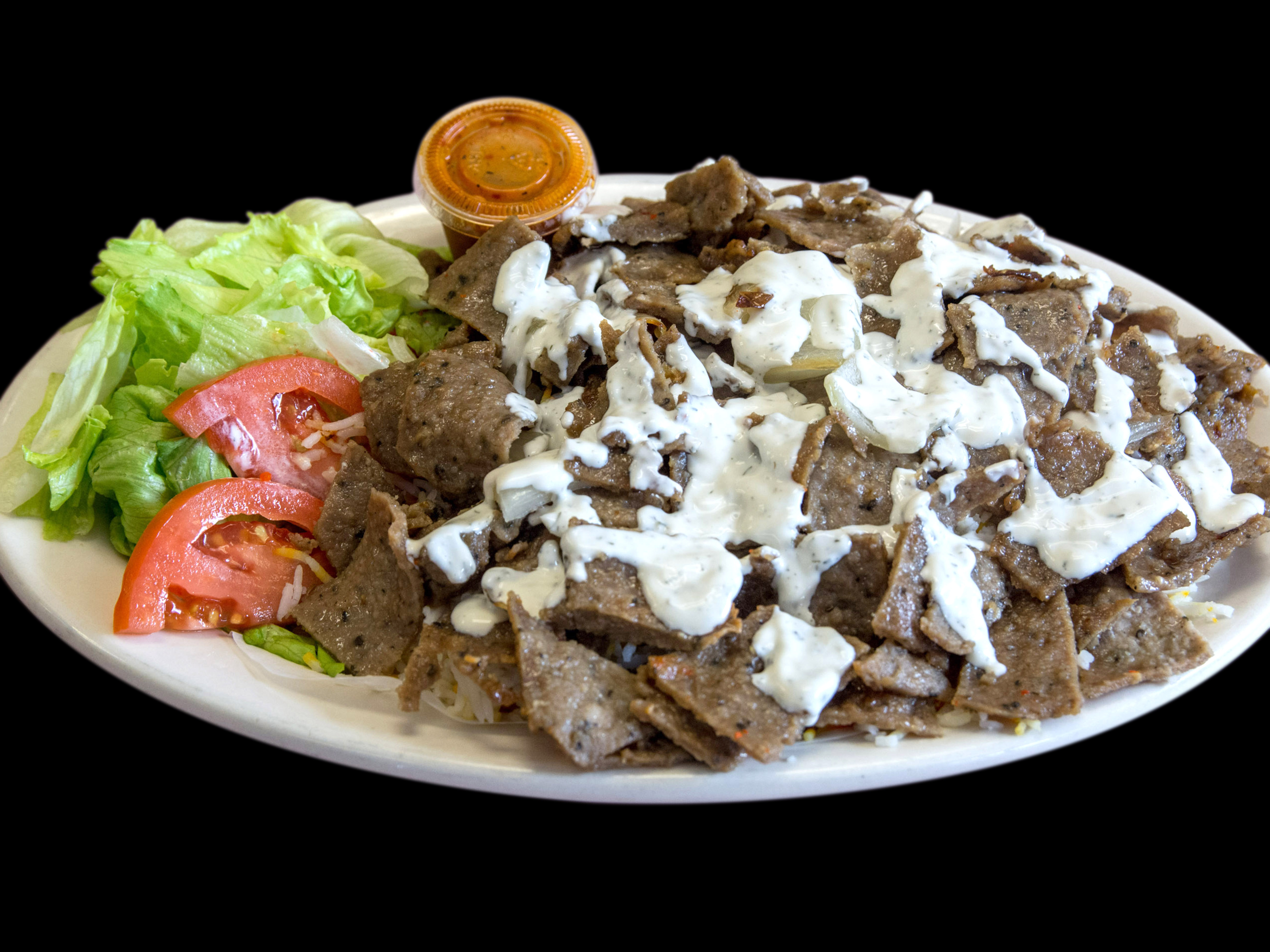 Order Lamb over Rice Platter food online from Five Star Pizza & Rice store, Essex on bringmethat.com