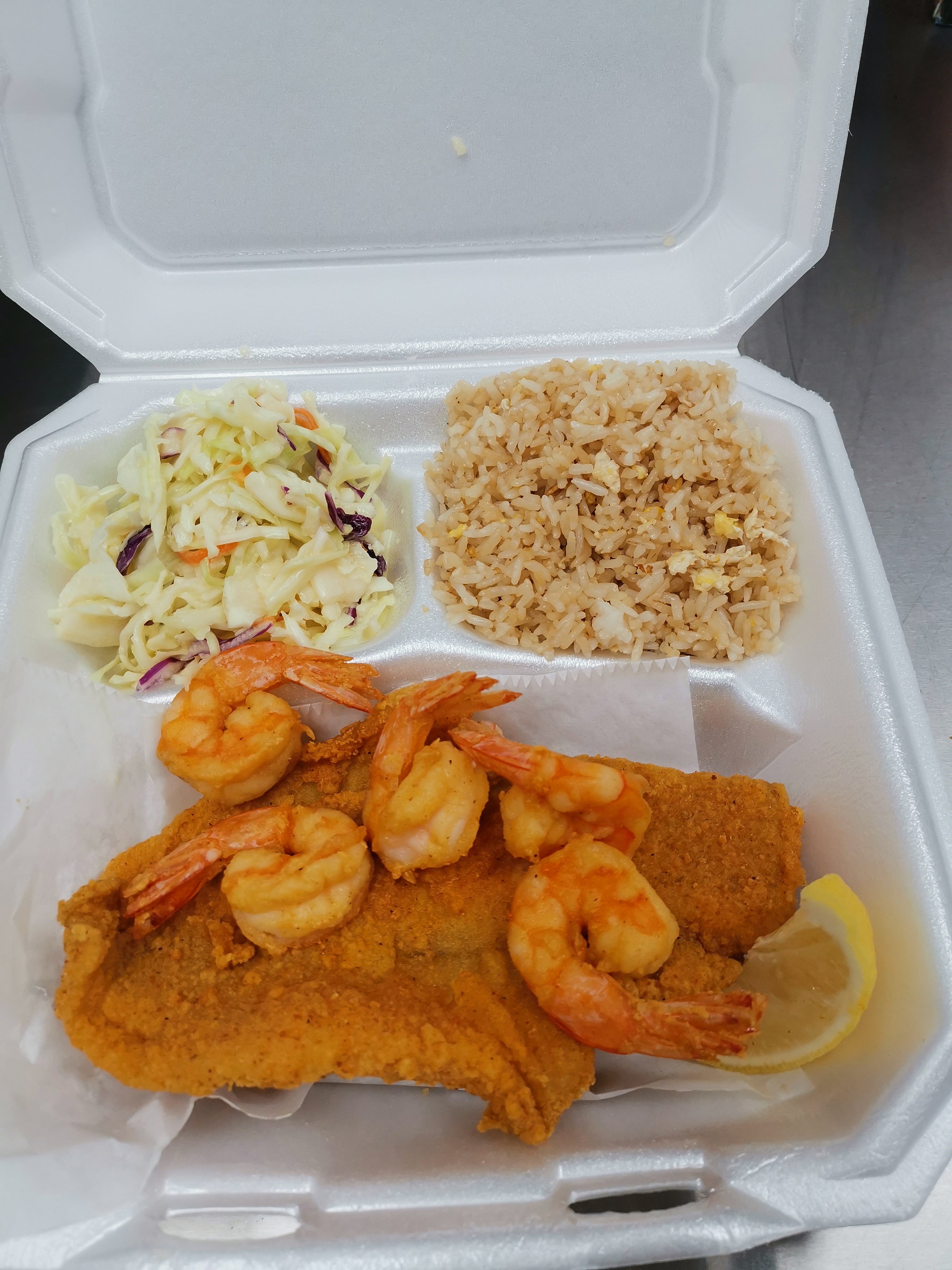 Order #9. Two Flounder and 5 Shrimp food online from Cajun Seafood & Grill store, Greensboro on bringmethat.com