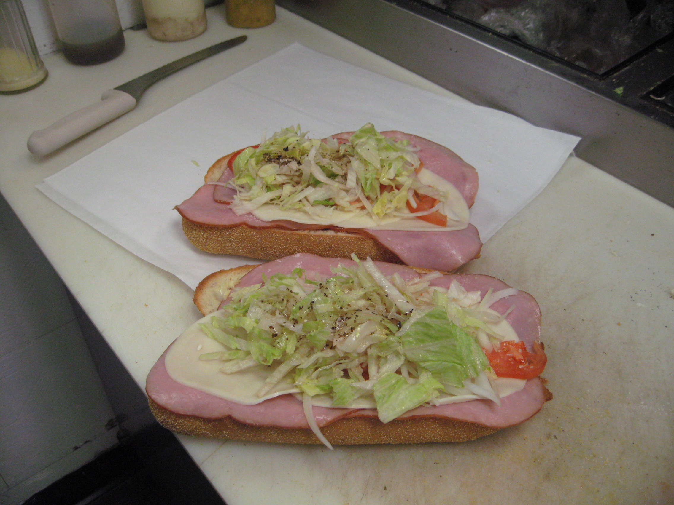 Order Ham and Cheese Sub food online from Papas Pizza store, San Diego on bringmethat.com