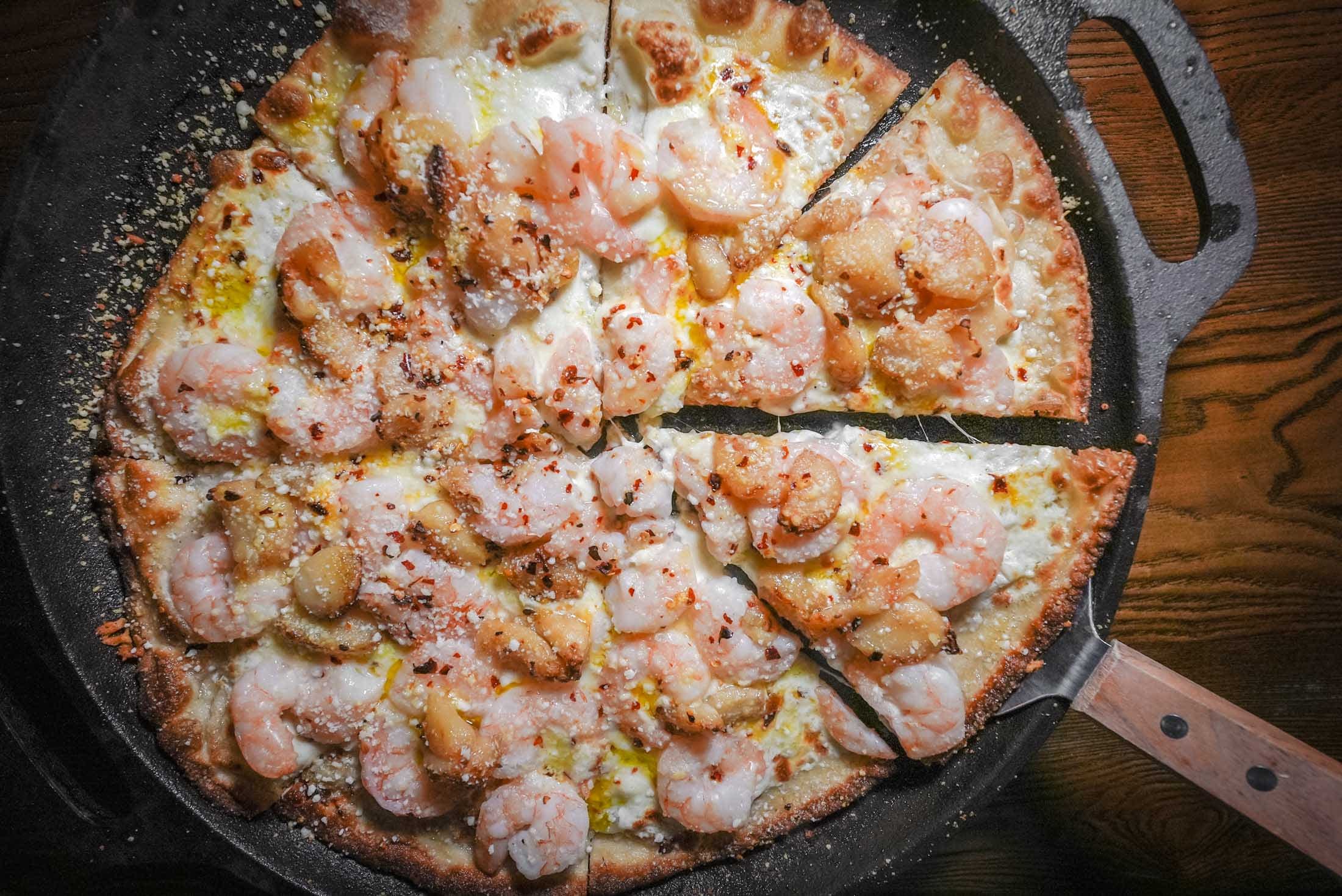 Order Shrimp Pie - 12" food online from Cast Iron Chef Kitchen & Bar store, Milford on bringmethat.com