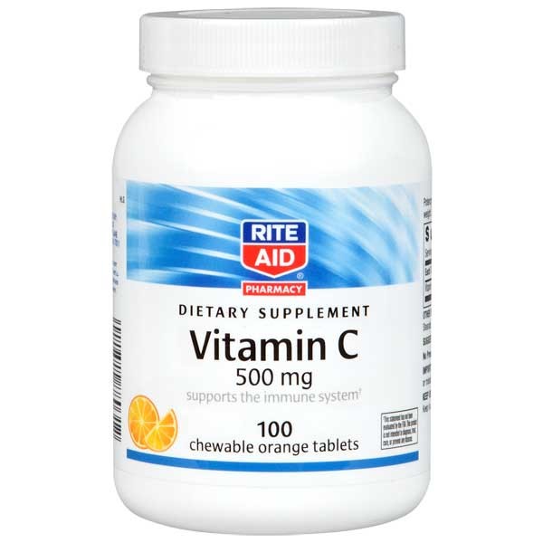 Order Rite Aid Vitamin C Chewable Tablets, Orange, 500mg - 100 ct food online from Rite Aid store, Redwood City on bringmethat.com