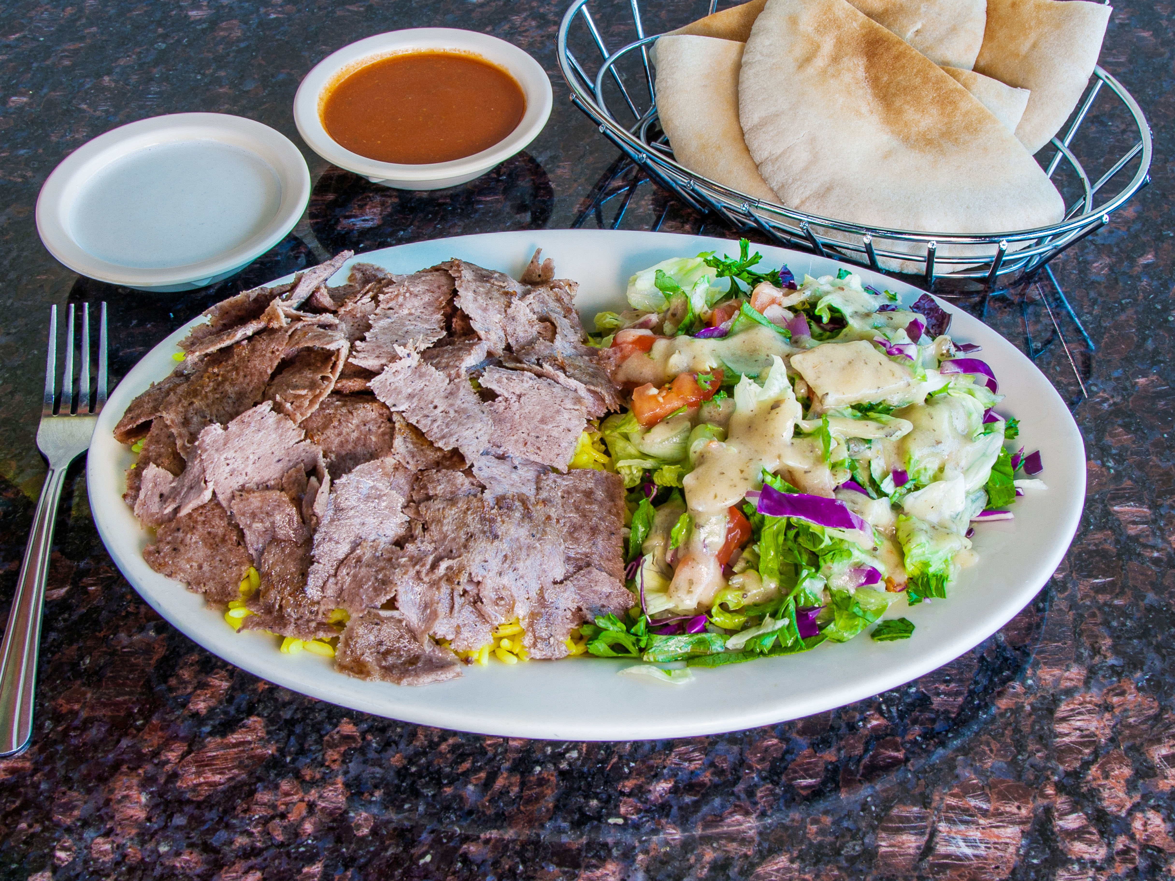 Order Beef Shawarma Entree food online from Pita Inn store, Naperville on bringmethat.com