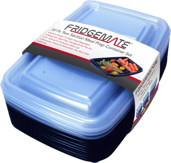 Order Fridgemate 2-Section Meal Prep Food Container Set 10ct food online from Everyday Needs by Gopuff store, San Rafael on bringmethat.com