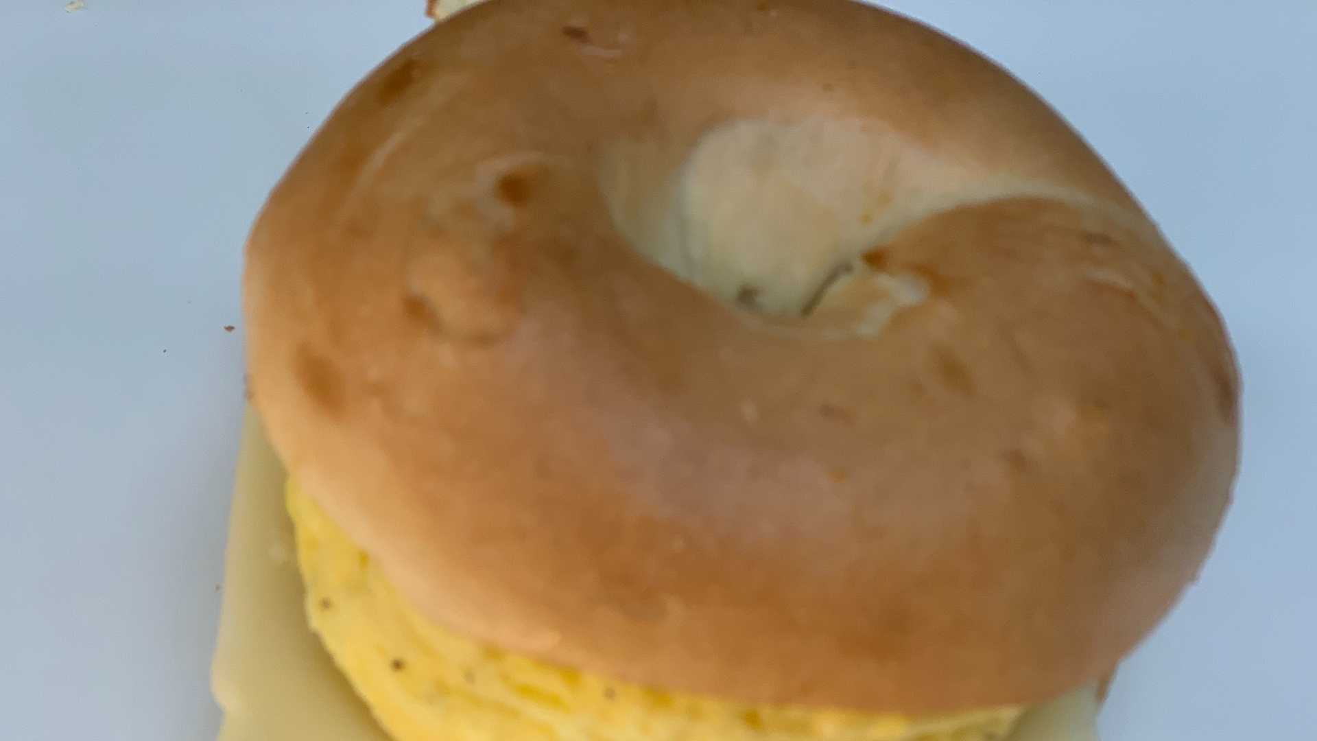 Order 10. Egg and Cheese Bagel Sandwich Breakfast food online from Sarah Bagel Cafe store, Boise on bringmethat.com