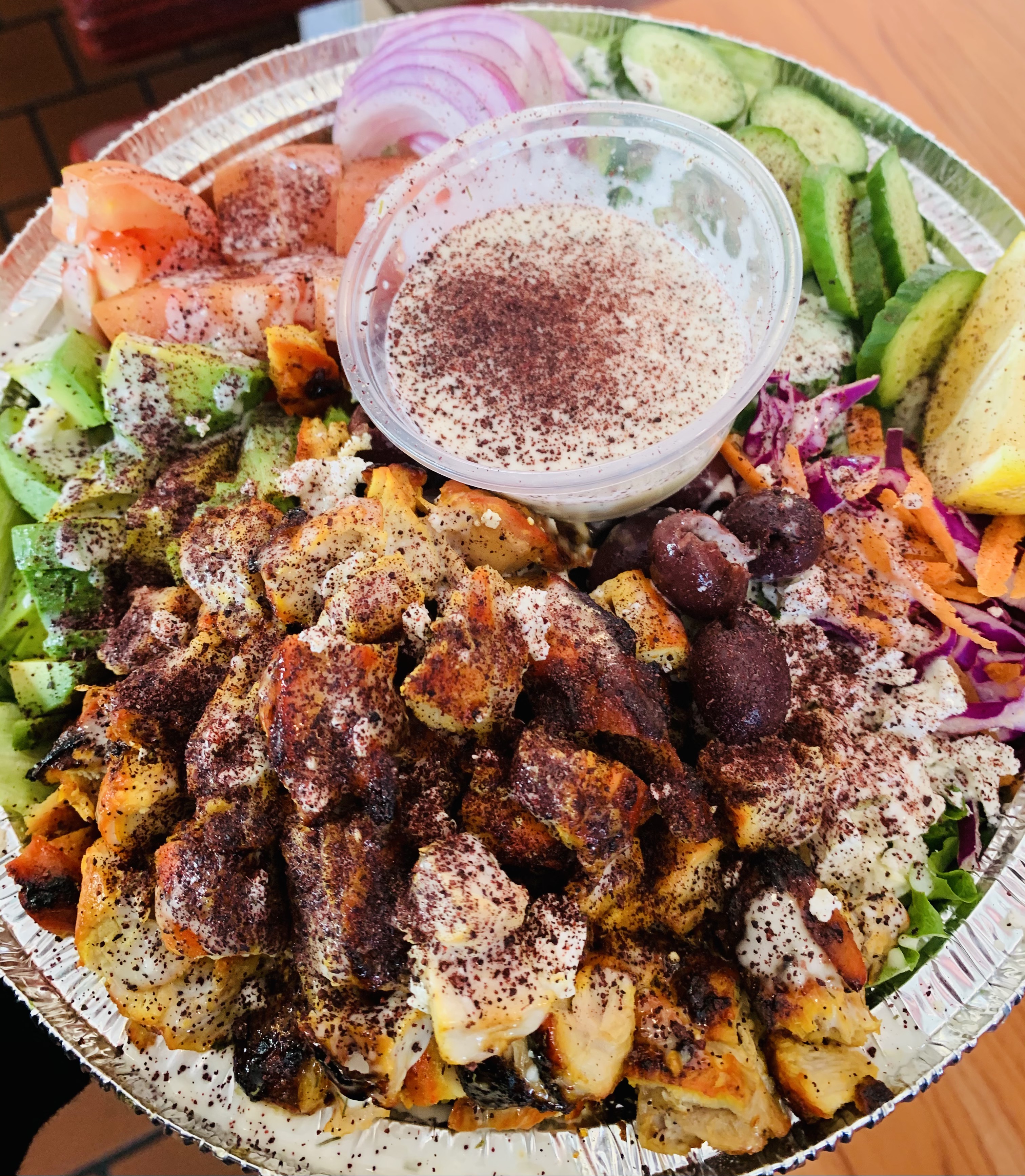 Order Avocado Kabob Salad food online from Malek's Restaurant store, Winnetka on bringmethat.com