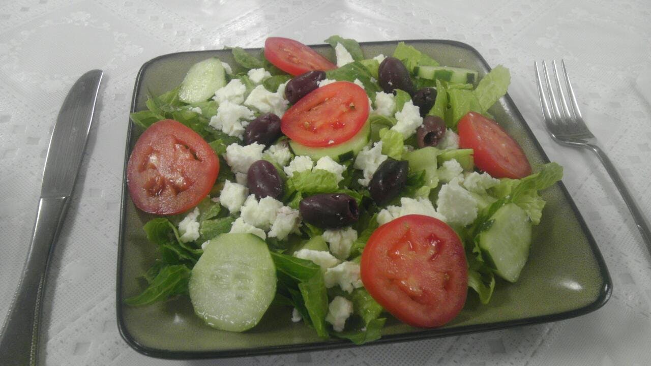 Order Greek Salad - Salad food online from Mimo's New York Style Pizzeria store, New Albany on bringmethat.com