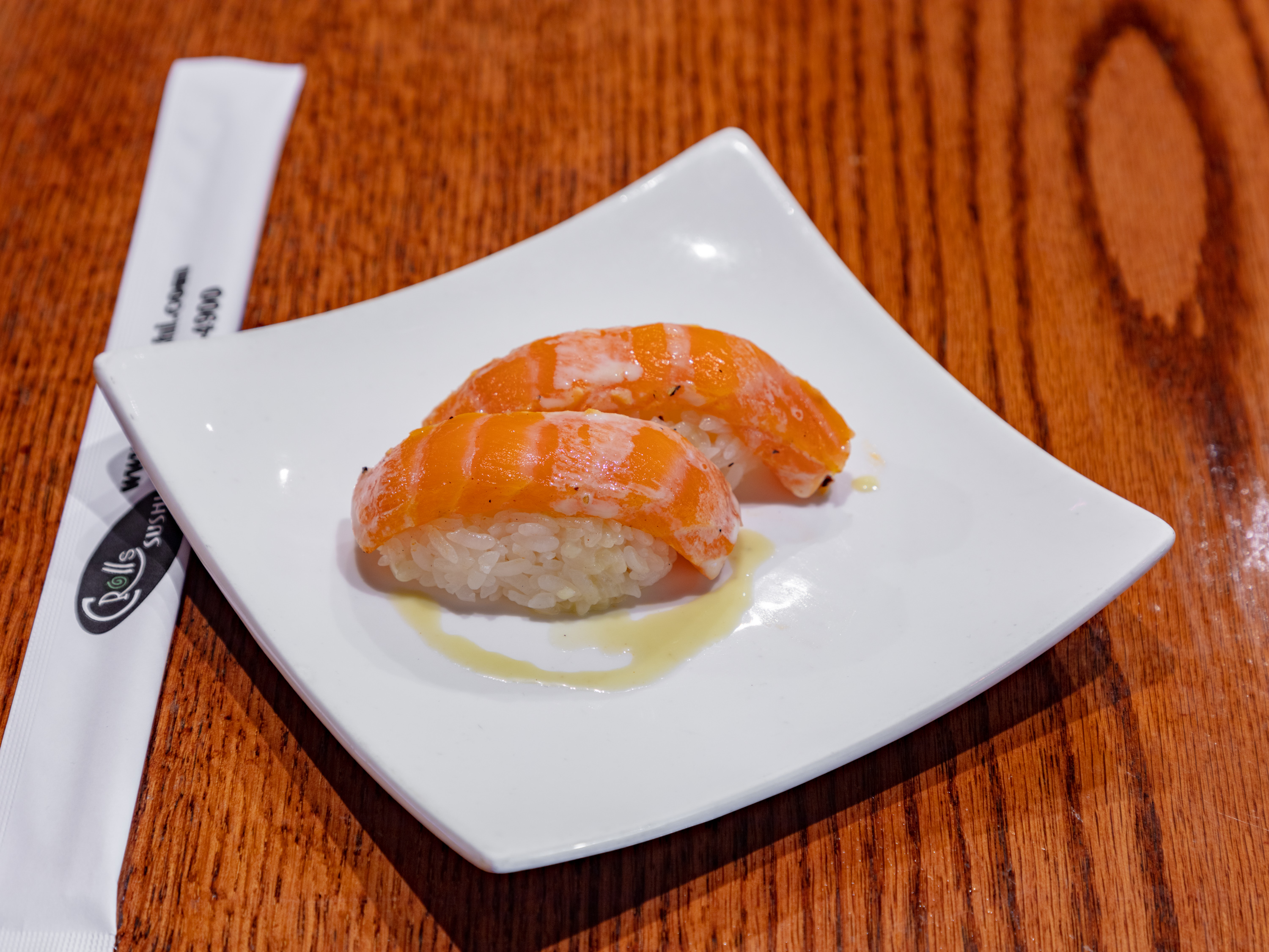 Order Seared Pepper Salmon Sushi food online from C Rolls Sushi store, Dallas on bringmethat.com