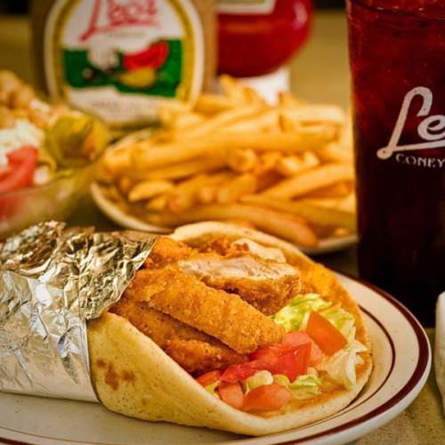 Order Chicken Fingers Pita food online from Leo Coney Island Of Riverview Michigan store, Riverview on bringmethat.com