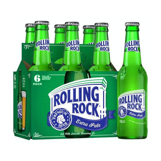 Order Rolling Rock Extra Pale 6 bottles | 4% abv food online from Pink Dot store, Chino Hills on bringmethat.com