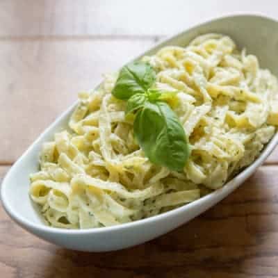 Order Linguine Pesto in Cream Sauce with Salad food online from Pizza206 store, Tabernacle on bringmethat.com