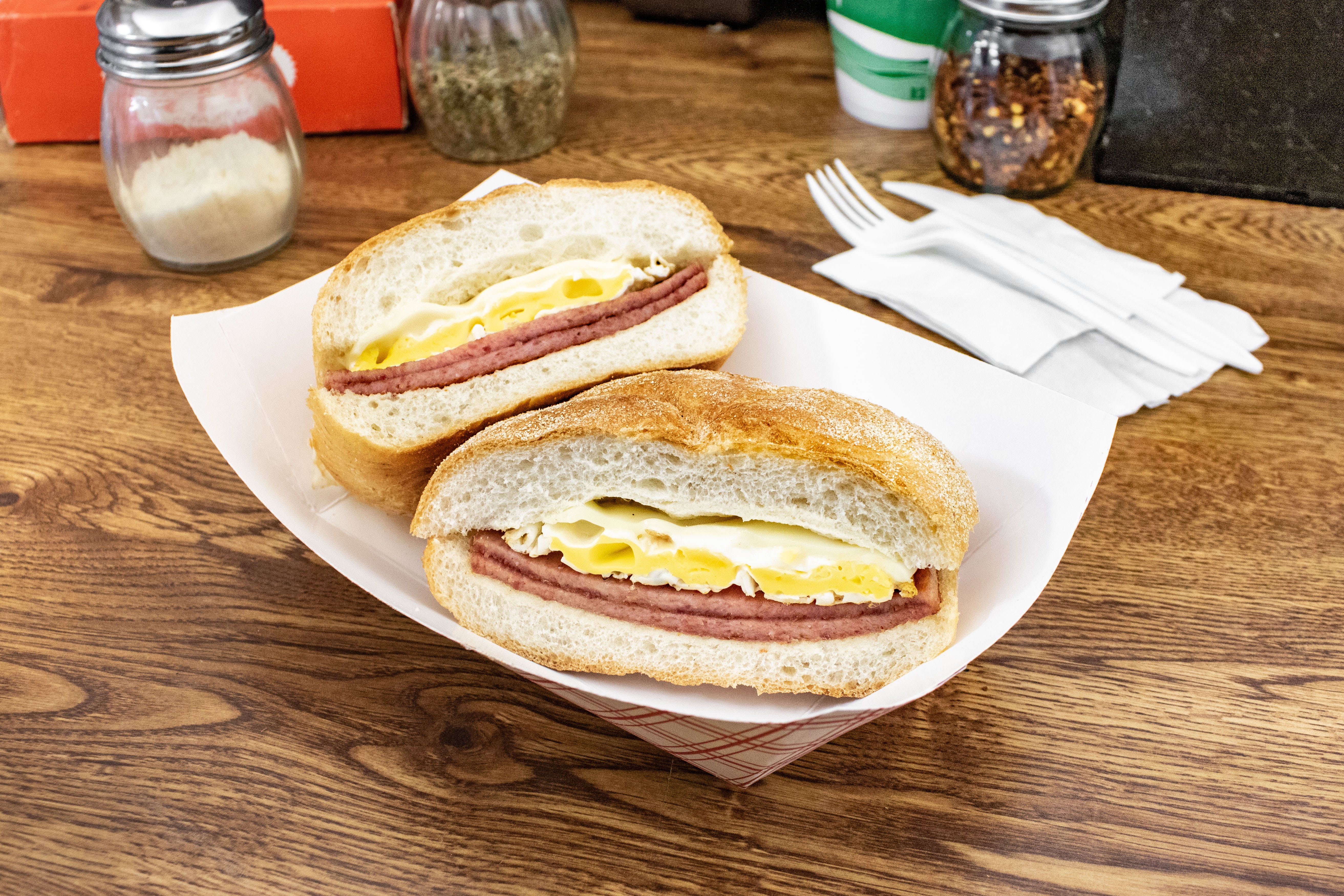 Order Pork Roll with Egg & Cheese Breakfast - Breakfast food online from Pac A Sack store, Lumberton on bringmethat.com
