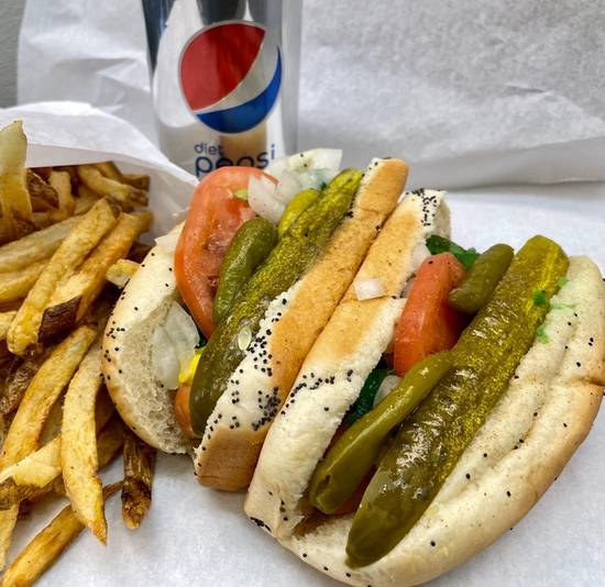 Order Two Veggie Dogs Fries & Drink food online from Doctor dogs store, Roselle on bringmethat.com