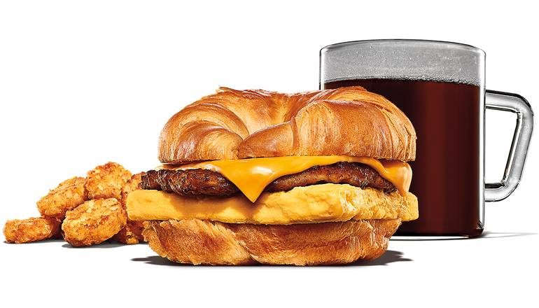 Order Sausage Egg & Cheese Croissan'wich Combo Medium food online from Burger King store, Rumford on bringmethat.com