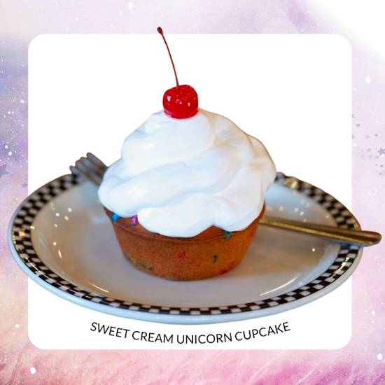 Order Sweet Cream Unicorn Cupcake food online from Black Bear Diner store, Simi Valley on bringmethat.com
