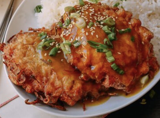Order Roast Pork Egg Foo Young food online from Orient House Chinese Restaurant store, Madison on bringmethat.com
