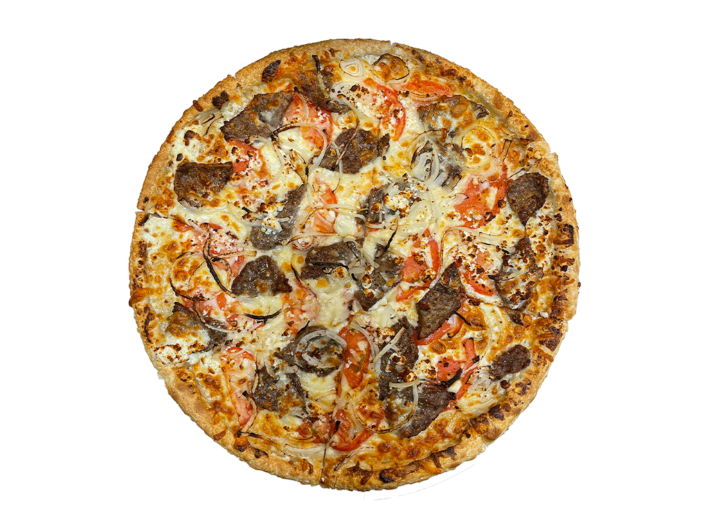 Order Gyro Lover White Pizza food online from Land of Pizza Inc store, South Boston on bringmethat.com