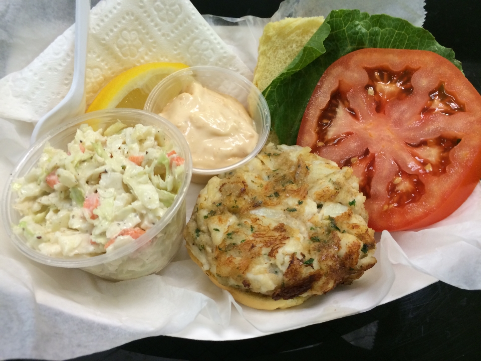Order Hot Smith Island Crab Cake Sandwich food online from Captain’s Curbside Seafood store, Trappe on bringmethat.com