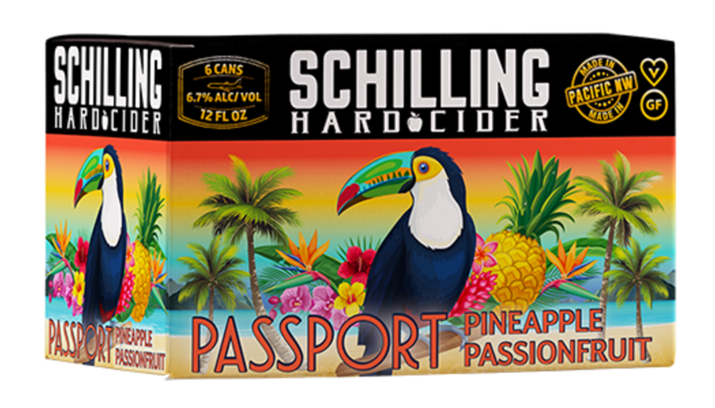 Order Schilling Passport Pineapple Passionfruit Apple Cider 6 Pack 12 oz Cans food online from Spikes Bottle Shop store, Chico on bringmethat.com