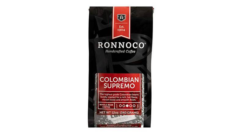 Order Ronnoco 100% Supremo Whole Bean Handcrafted Coffee food online from Red Roof Market store, Lafollette on bringmethat.com