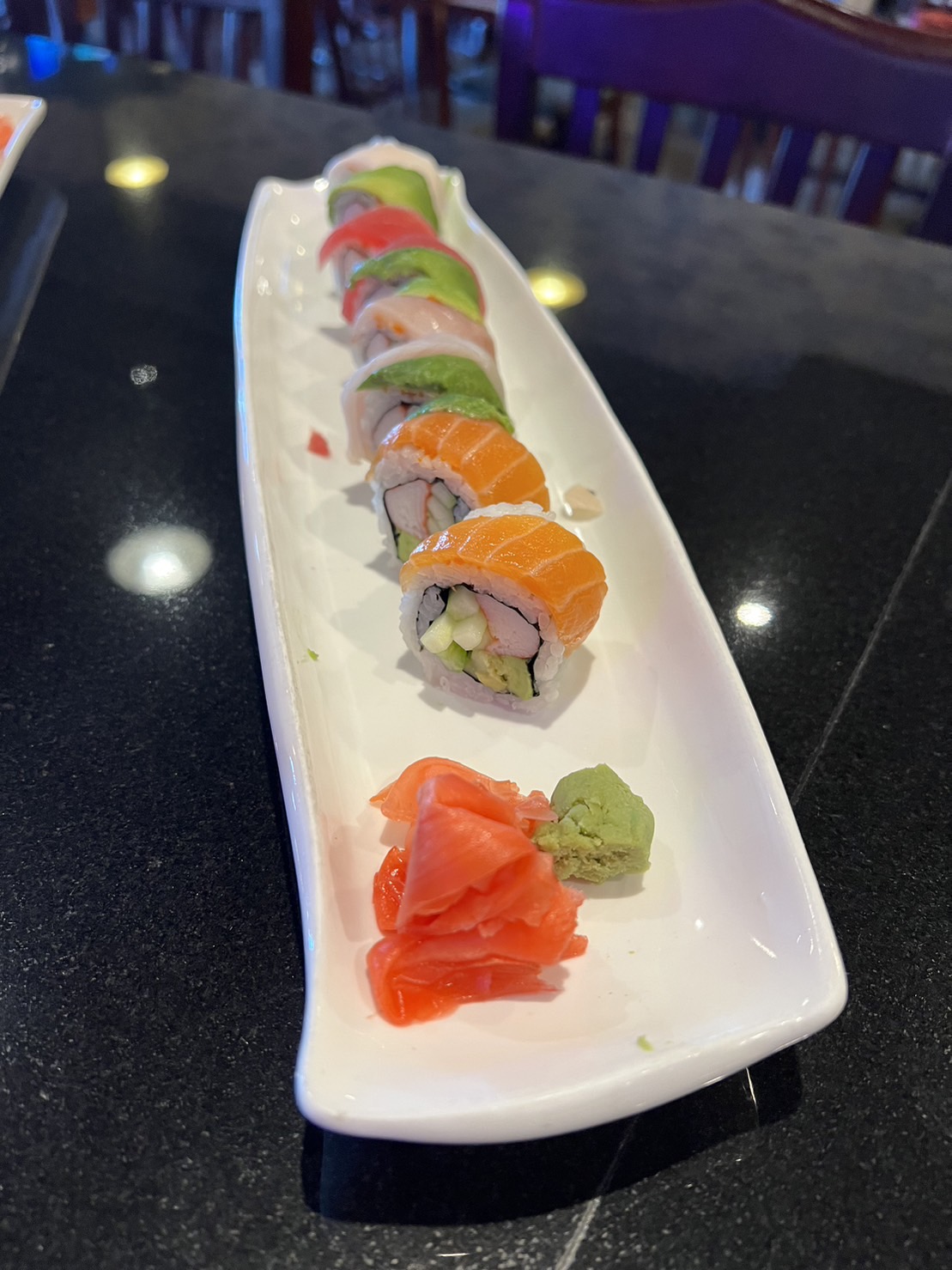 Order Rainbow Roll food online from Sushi Thai II store, Vernon Hills on bringmethat.com