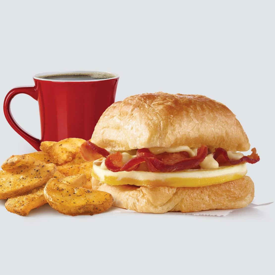 Order Bacon, Egg & Swiss Croissant Combo food online from Wendy store, Cedartown on bringmethat.com