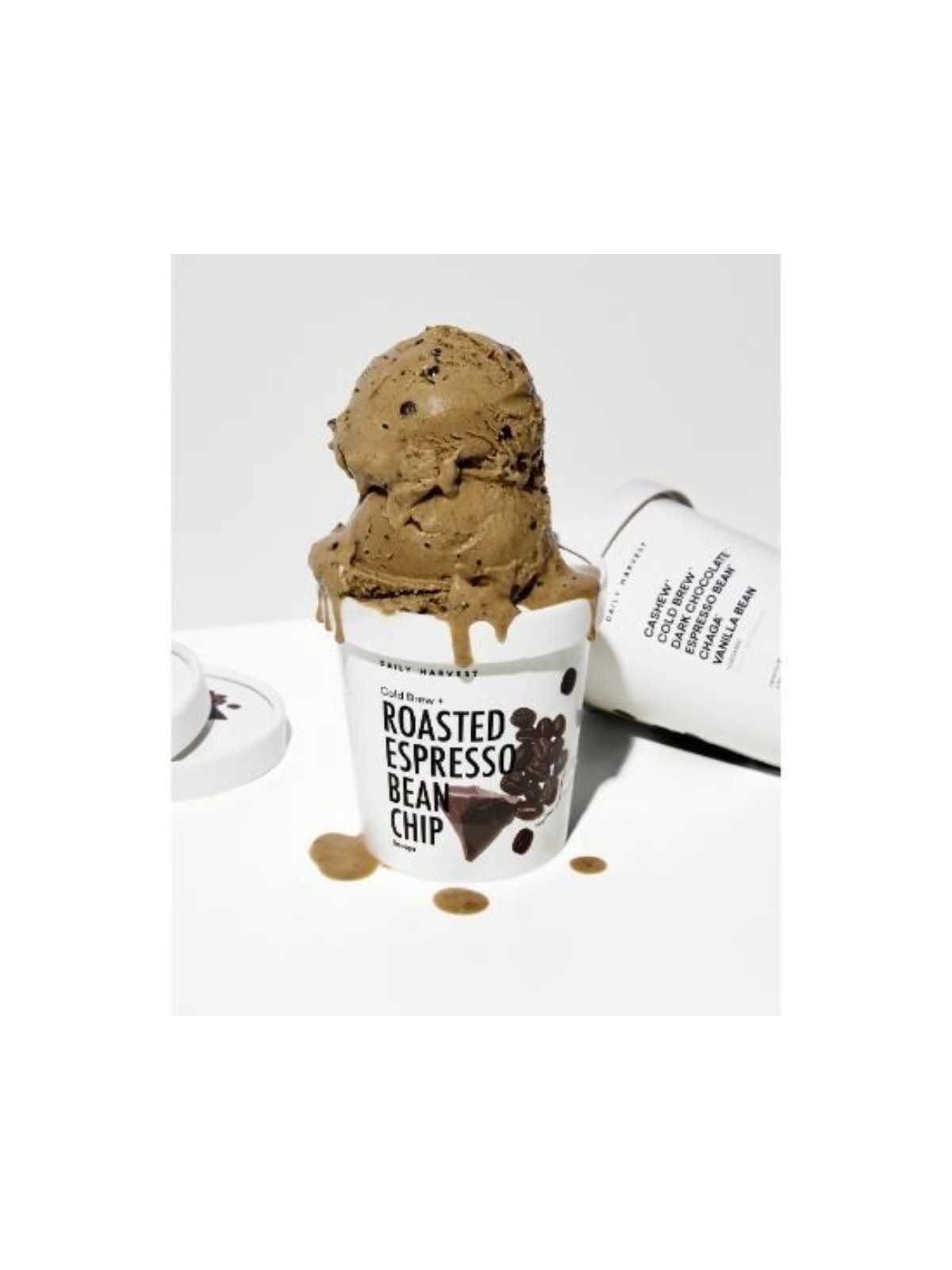 Order Daily Harvest Cashew Base Cold Brew + Roasted Espresso Bean Chip Scoops Pint (1 Pint) food online from Neighborhood Scoops store, Marietta on bringmethat.com