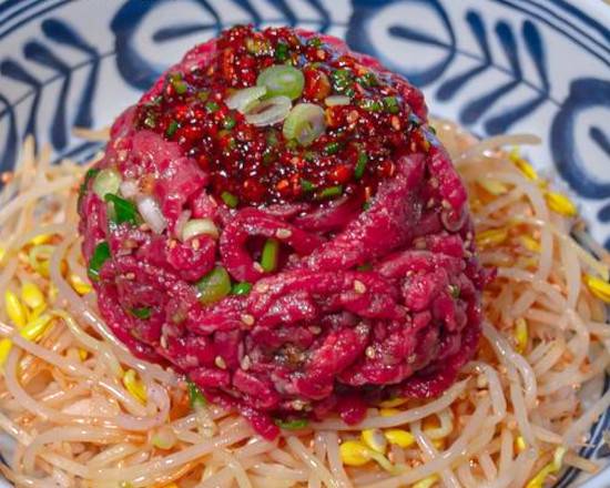 Order Beef Tartare Bibimbap with Sprouts food online from D.Eatery store, Buena Park on bringmethat.com