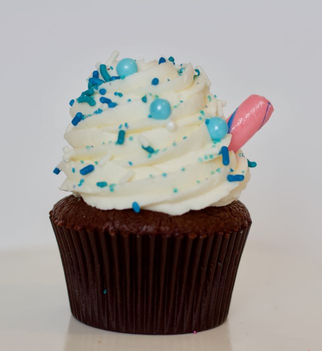 Order Chocolate Cake with Vanilla Buttercream Cupcake food online from Sas Cupcakes store, Charlotte on bringmethat.com