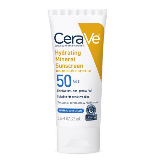 Order CeraVe Mineral Sunscreen Lotion, Oil-Free Face Sunscreen with SPF 50, 2.5 OZ food online from CVS store, MANKATO on bringmethat.com