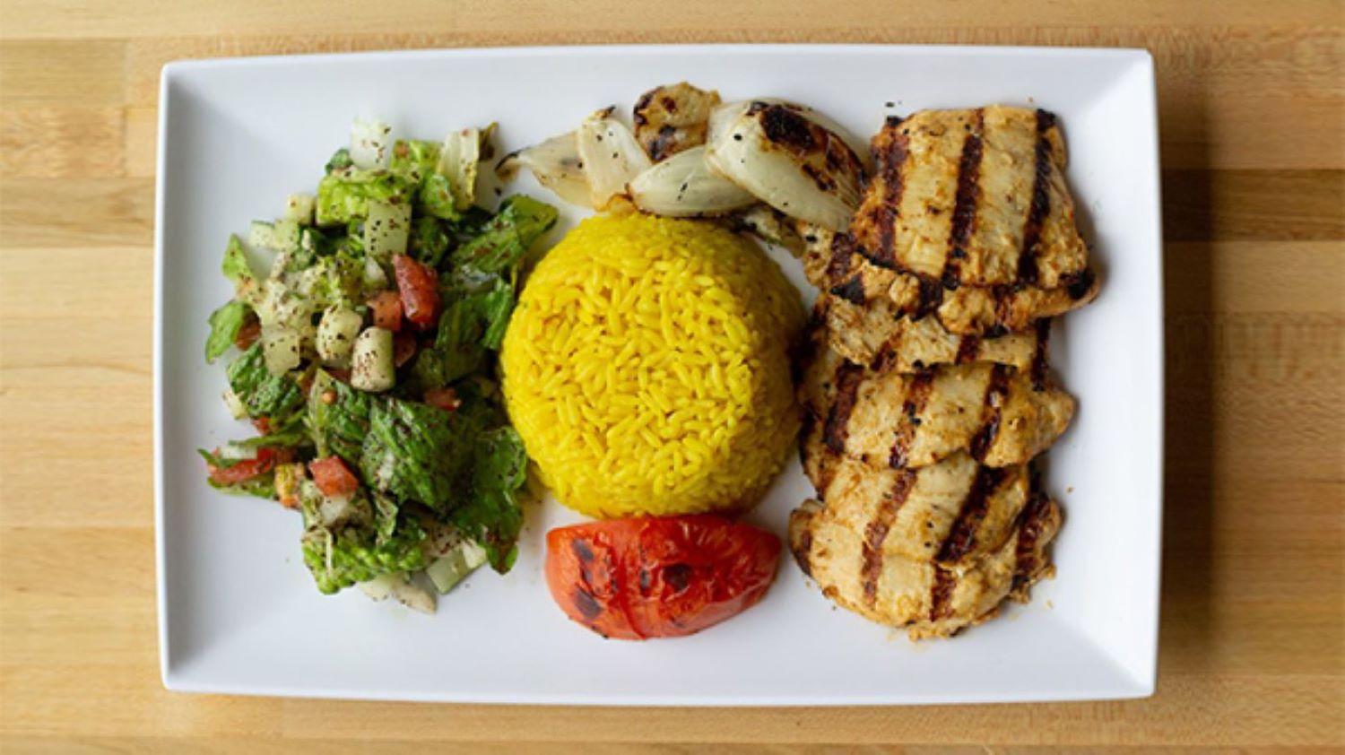 Order Chicken Shish Tawook food online from Pita Pita Mediterranean Grill store, Rolling Meadows on bringmethat.com